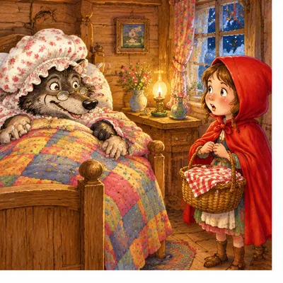 Piroska és a farkas – illusztráció