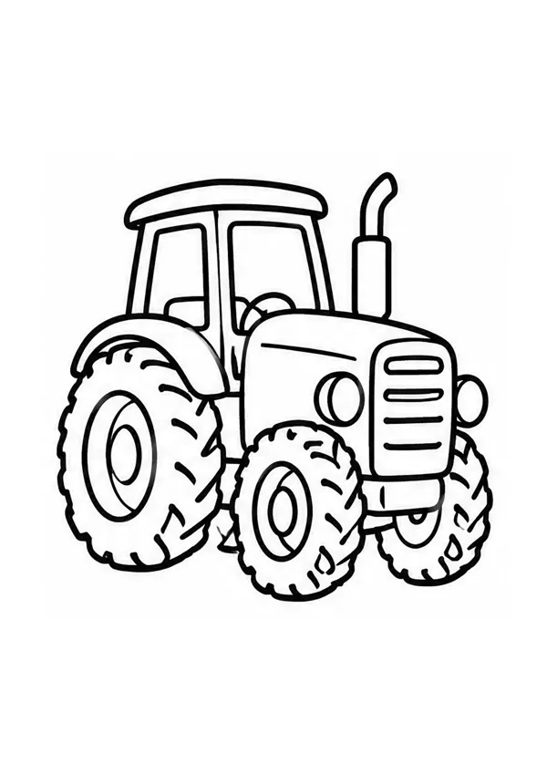 Traktor nagy kerekekkel – nyomtatható színező