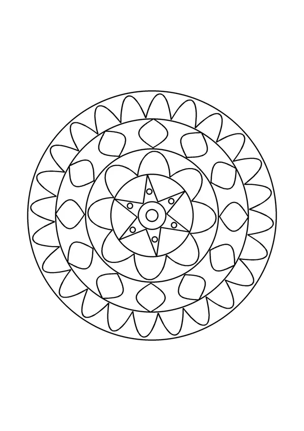 Mandala színező – könnyű 1. – nyomtatható színező