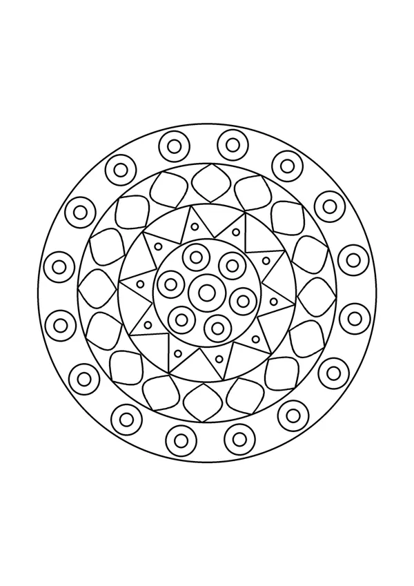 Mandala színező – könnyű 3. – nyomtatható színező