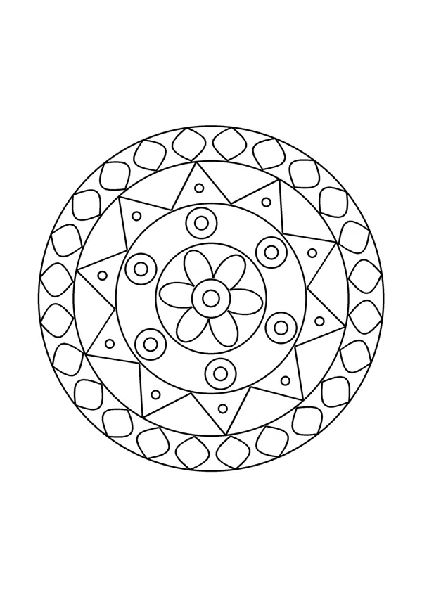 Mandala színező – könnyű 5. – nyomtatható színező