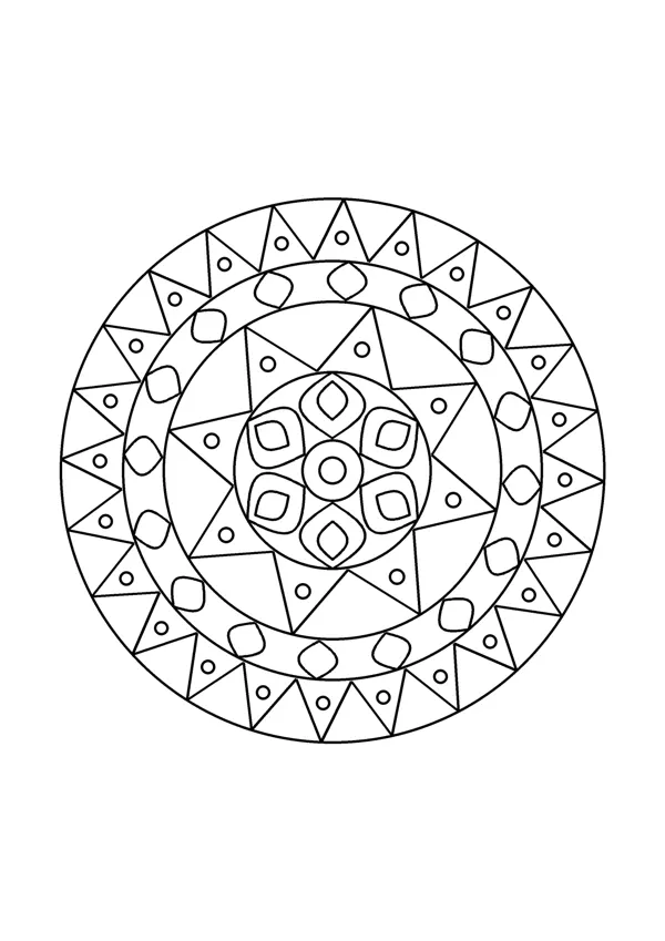 Mandala színező – könnyű 6. – nyomtatható színező