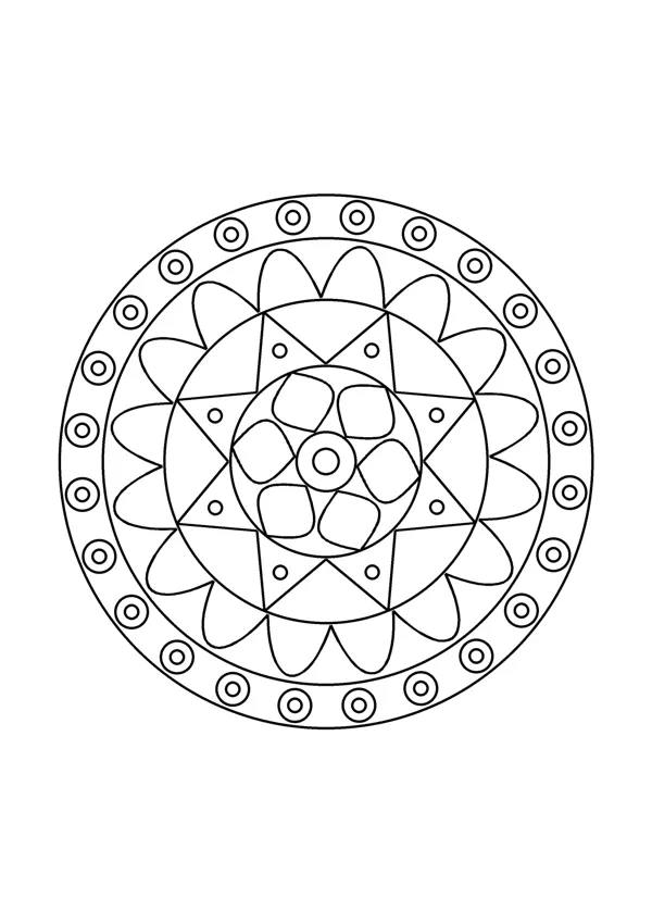 Mandala színező – könnyű 8. – nyomtatható színező