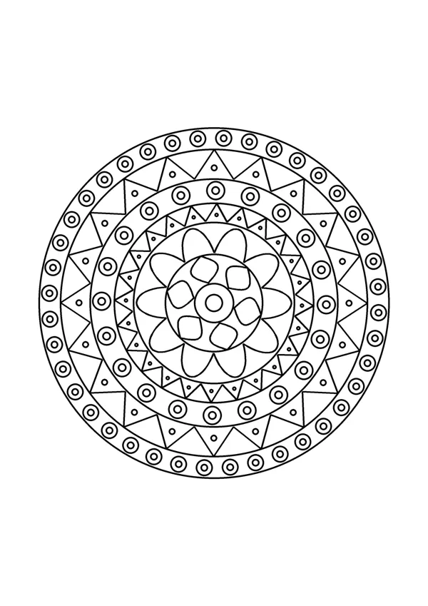 Mandala színező – közepes 4. – nyomtatható színező