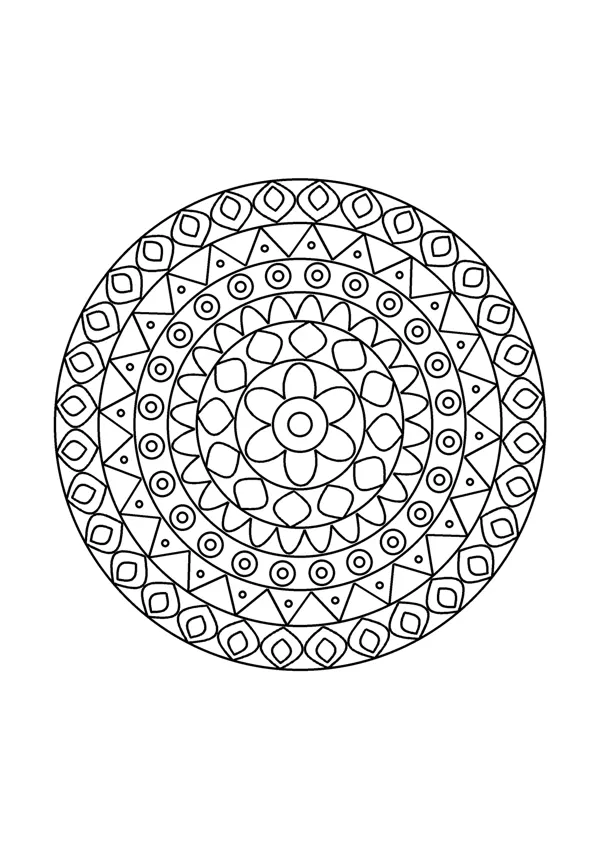 Mandala színező – közepes 5. – nyomtatható színező