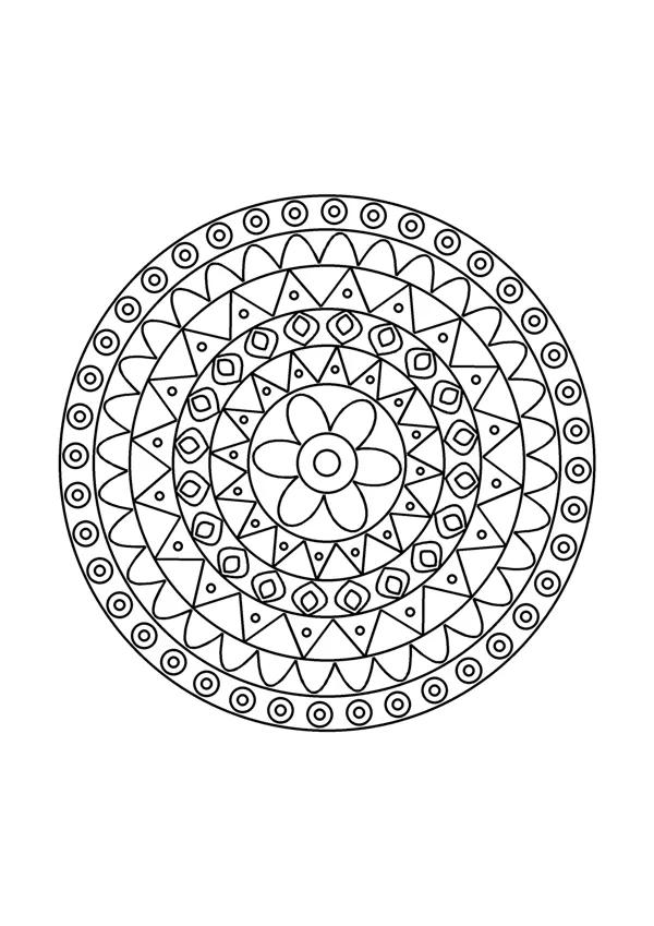 Mandala színező – közepes 6. – nyomtatható színező