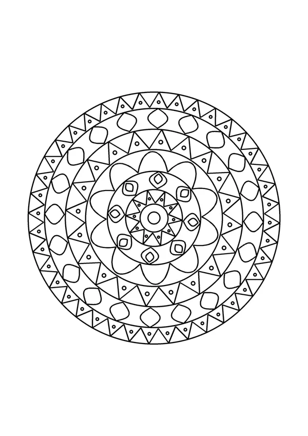 Mandala színező – közepes 7. – nyomtatható színező