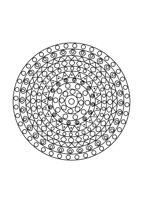 Mandala színező – részletes 3. – nyomtatható színező