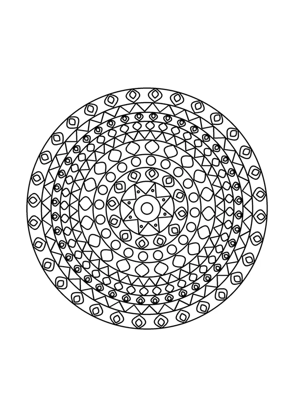 Mandala színező – részletes 5. – nyomtatható színező