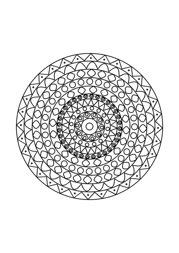 Mandala színező – részletes 6. – nyomtatható színező